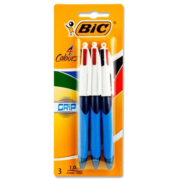 Bic 4 Colour Ballpoint Multicolour Pens - Rose Gold & Rainbow Retractable